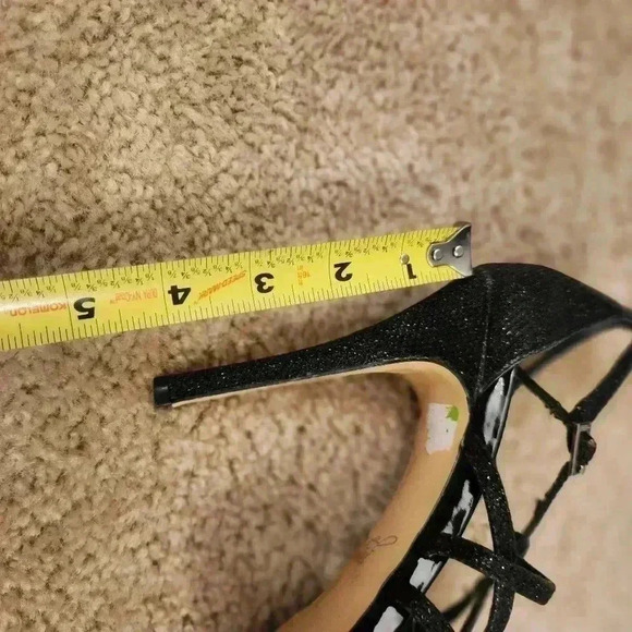 Jewel Badgley MischKa Black Sparkle Strappy Heels Size 8 - Picture 6 of 7